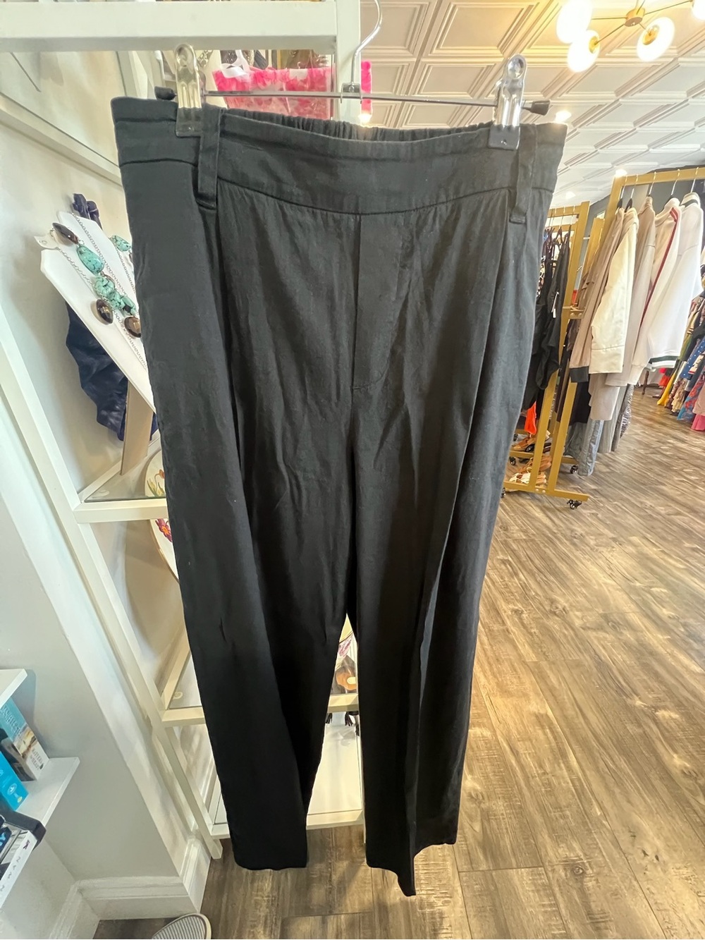 Black Straight-Leg Dress Pants